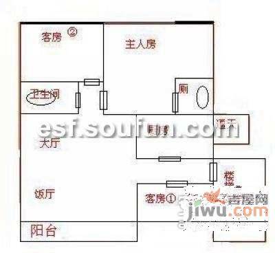 祈福新邨A区3室2厅2卫85㎡户型图