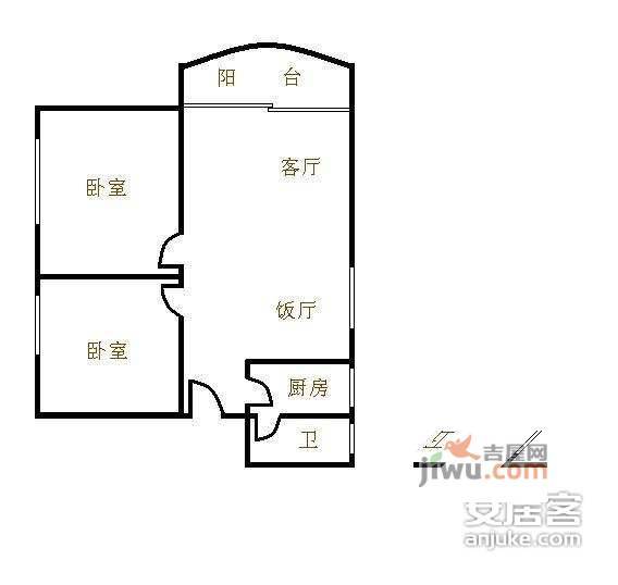 南洲名苑2室2厅1卫75㎡户型图