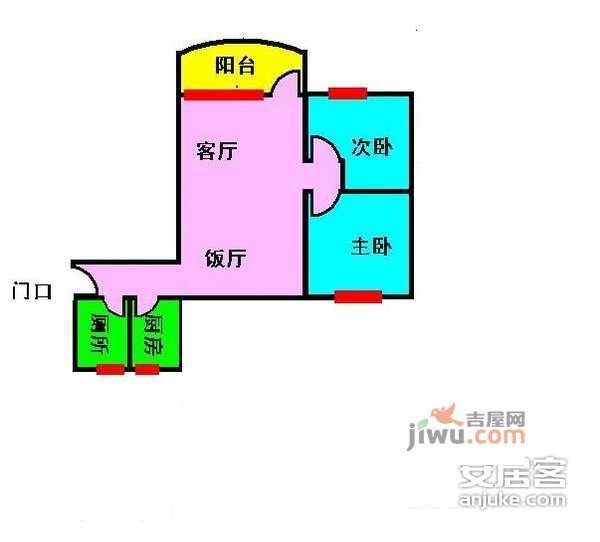 南洲名苑2室1厅1卫73㎡户型图