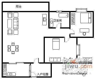 翡翠绿洲2室1厅1卫95㎡户型图