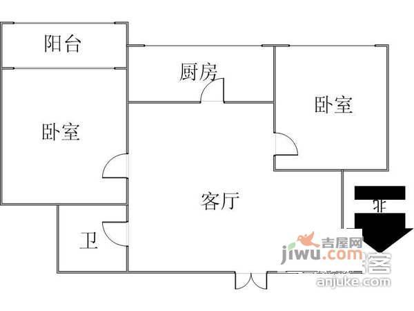 翡翠绿洲2室2厅1卫92㎡户型图