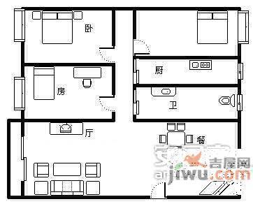 云景花园云景名都3室2厅1卫105㎡户型图