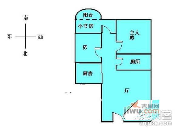 云景花园云景名都3室1厅1卫98㎡户型图