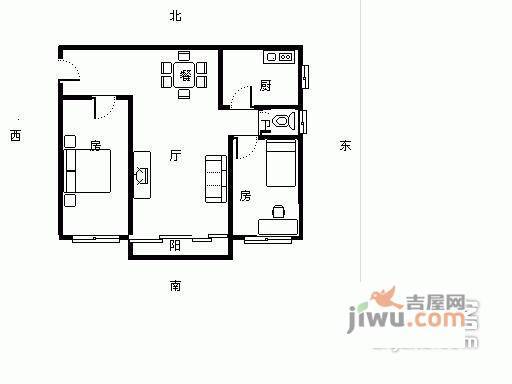 云景花园云景名都2室1厅1卫82㎡户型图