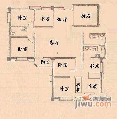 云景花园云景名都5室2厅3卫167㎡户型图