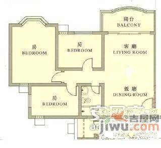 祈福新邨天湖居3室2厅1卫131㎡户型图