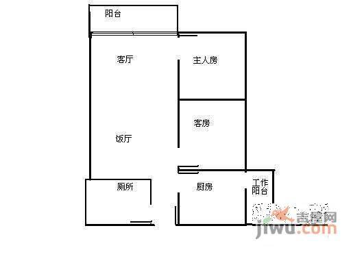 祈福新邨天湖居2室2厅1卫78㎡户型图