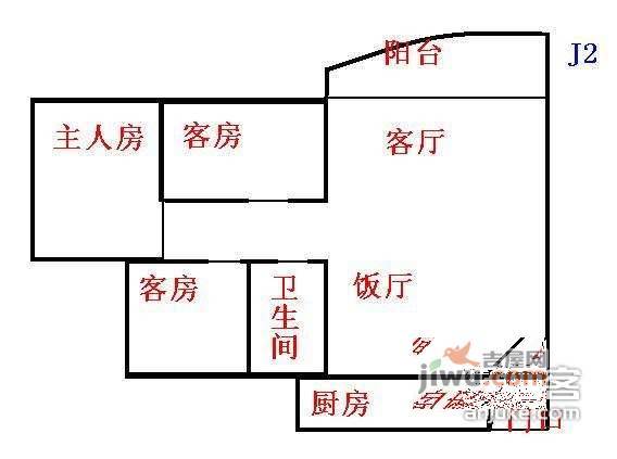 祈福新邨天湖居3室2厅1卫131㎡户型图