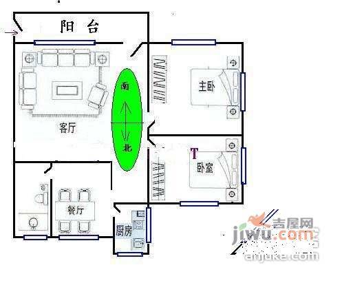 富丽家园2室1厅1卫78㎡户型图