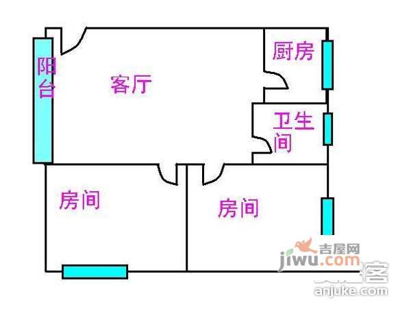 富丽家园2室1厅1卫78㎡户型图