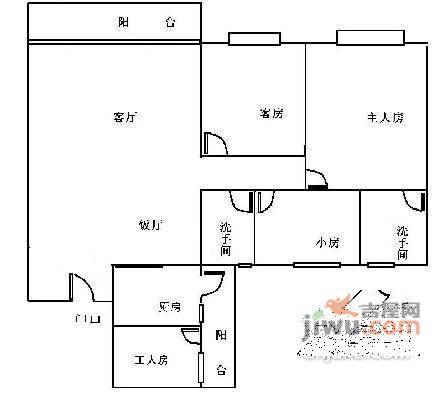 广州保利花园4室2厅1卫102㎡户型图