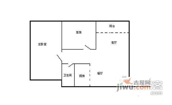 广州奥林匹克花园2室2厅1卫89㎡户型图