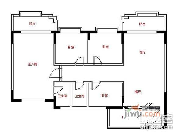 洛涛南区4室2厅2卫120㎡户型图