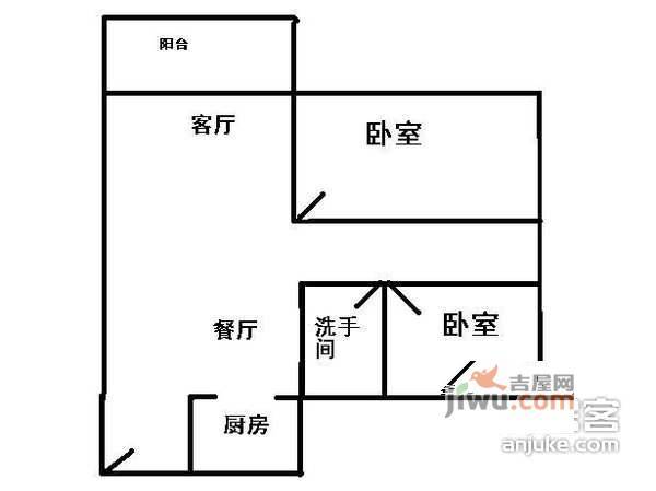 洛涛南区2室1厅1卫68㎡户型图