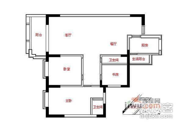 洛涛南区3室1厅2卫105㎡户型图