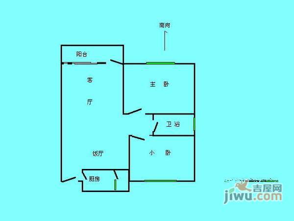 洛涛南区2室1厅1卫68㎡户型图