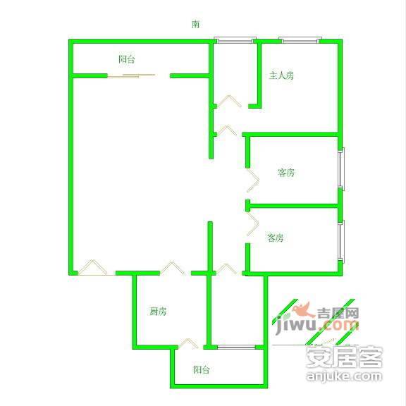 保利心语花园3室2厅2卫137㎡户型图