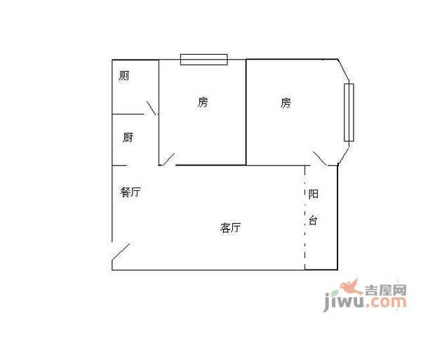 保利心语花园2室2厅1卫86㎡户型图