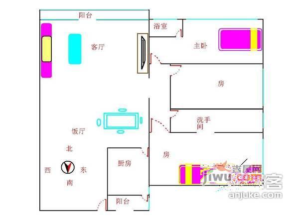 保利心语花园3室2厅1卫110㎡户型图