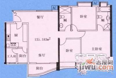 保利心语花园3室2厅1卫110㎡户型图