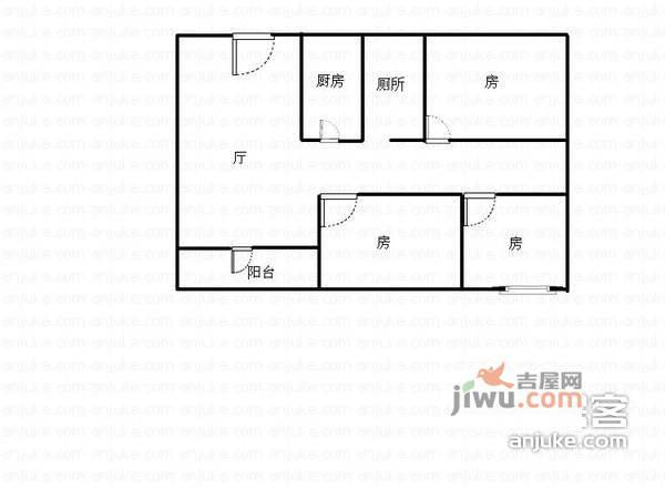 保利心语花园3室1厅1卫110㎡户型图