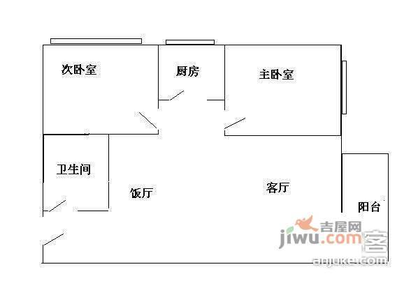 侨诚花园2室2厅1卫62㎡户型图