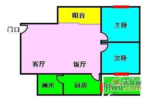 侨诚花园2室2厅1卫62㎡户型图