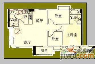 富力桃园3室1厅1卫128㎡户型图