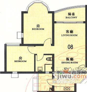 祈福新邨山泉居2室2厅1卫78㎡户型图