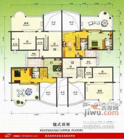 祈福新邨山泉居4室2厅3卫户型图