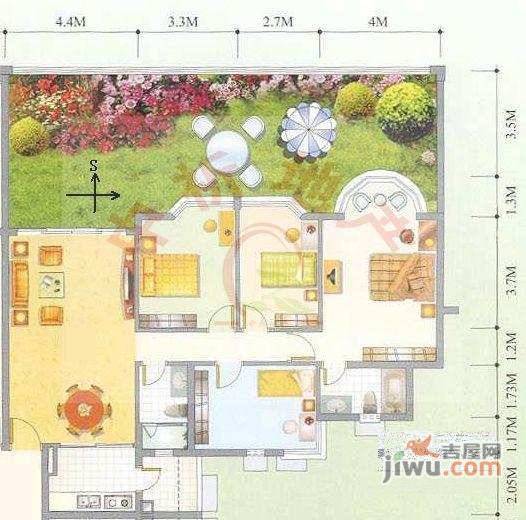 祈福新邨山泉居4室2厅2卫218㎡户型图