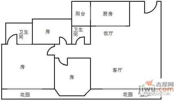 祈福新邨山泉居3室1厅1卫98㎡户型图