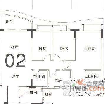 海龙湾3室2厅1卫135㎡户型图