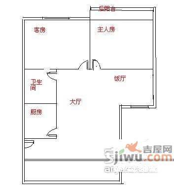 祈福新邨C区2室2厅1卫91㎡户型图