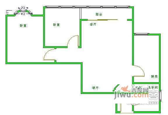 晓港湾2室2厅1卫89㎡户型图