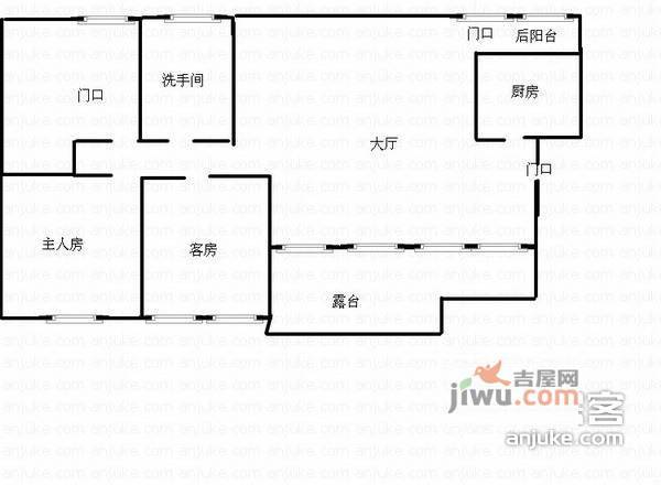 祈福新邨海晴居3室2厅1卫135㎡户型图