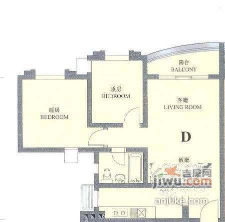 祈福新邨青怡居2室1厅1卫69㎡户型图