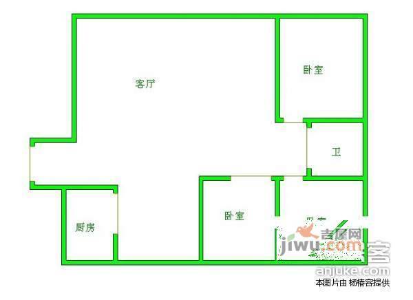 双建公寓3室2厅2卫户型图