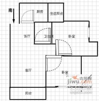 蜀光新城二期2室2厅1卫90㎡户型图