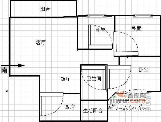 蜀光新城二期3室2厅1卫户型图