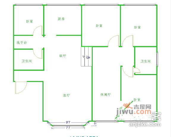 翠苑3室2厅2卫141㎡户型图