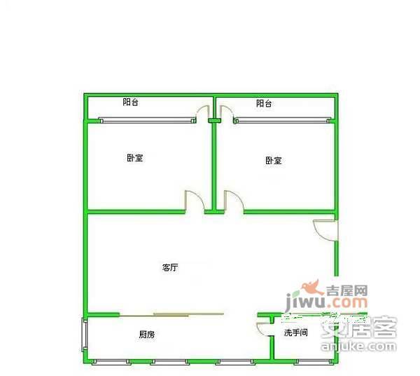 汽配公寓2室1厅1卫74㎡户型图