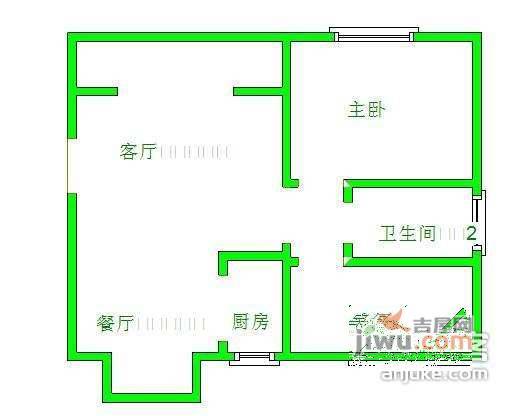 东升国瑞2室1厅1卫89㎡户型图