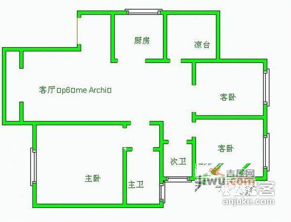 东升国瑞3室2厅2卫133㎡户型图