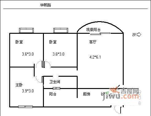 福泽欣园3室2厅1卫105㎡户型图