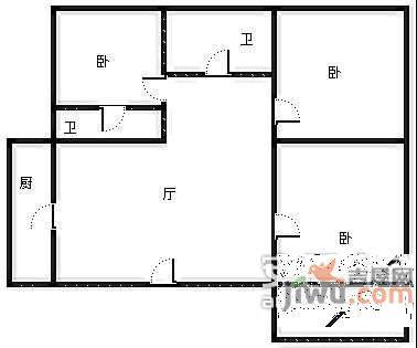 致民路小区3室1厅1卫65㎡户型图