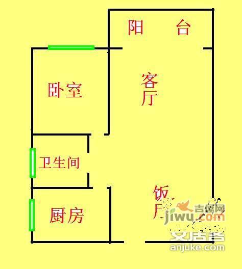 领寓1室1厅1卫59㎡户型图