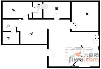 金桂苑3室2厅2卫131㎡户型图