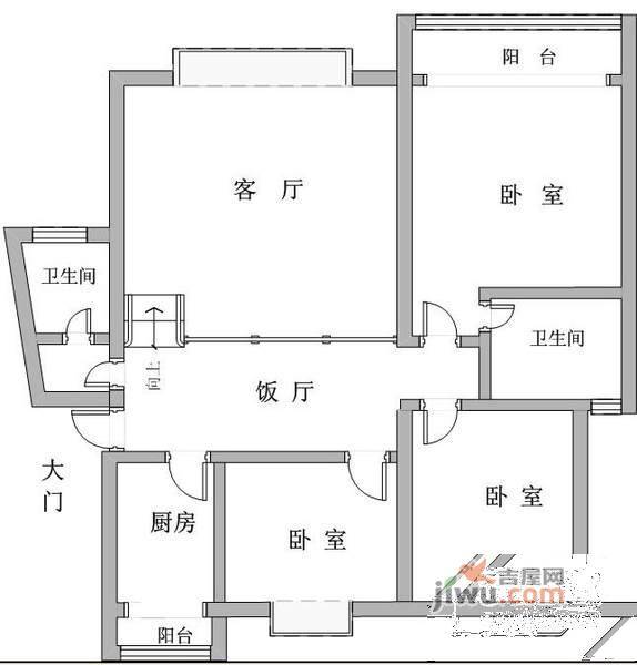 蔚蓝花城A区3室2厅2卫131㎡户型图