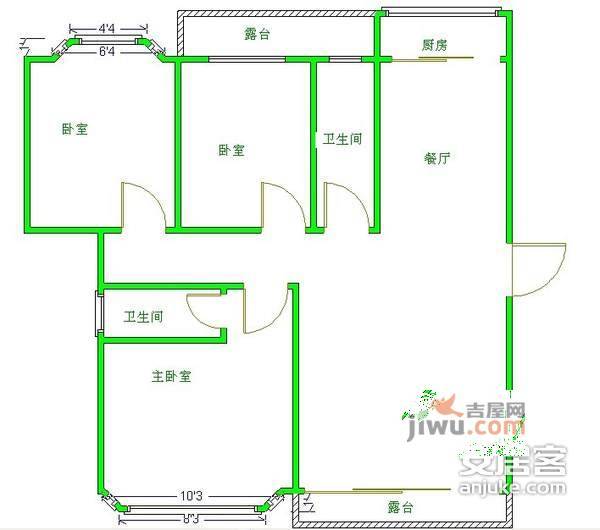 蜀兴苑3室2厅2卫户型图